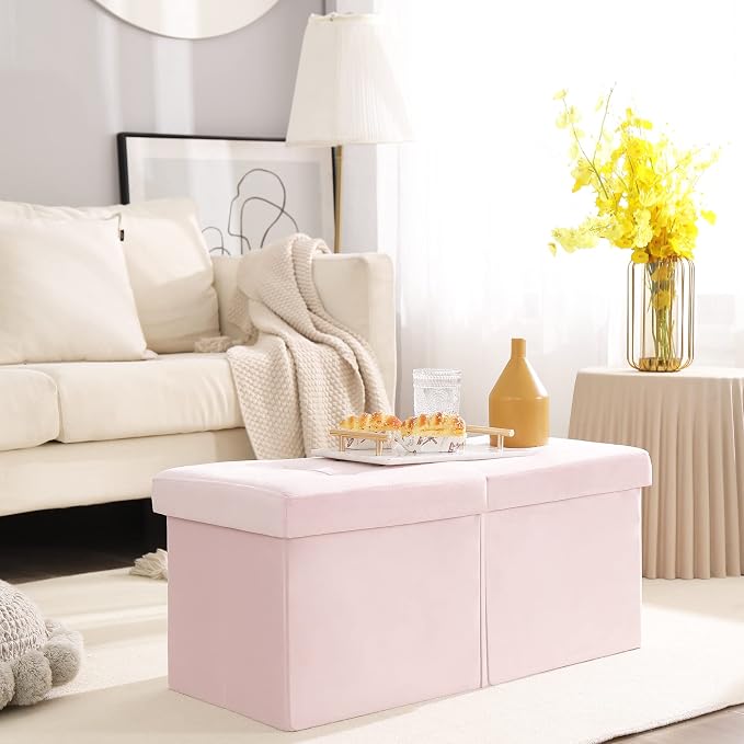 Storage Ottoman Bench Foldable Seat Footrest Shoe Bench End of Bed Storage - Image 2