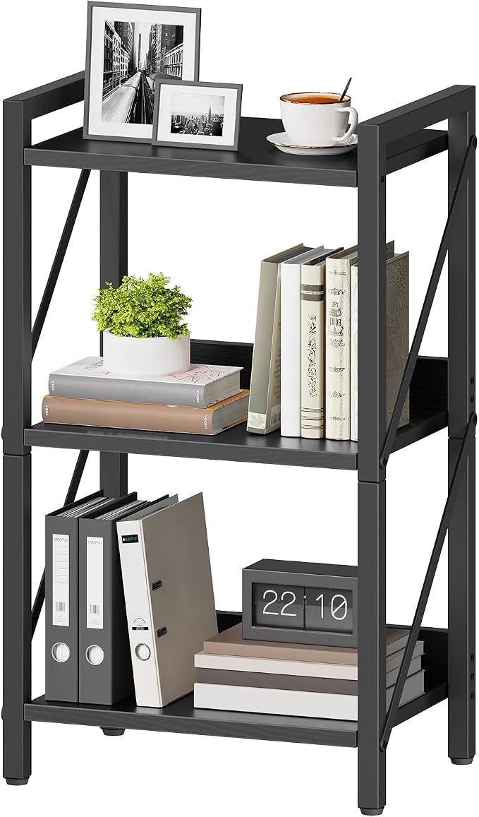 HOOBRO Bookshelf, 3-Tier Industrial Bookcase, Book Shelf Storage Organizer by HOOBRO