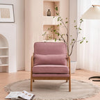 VINGLI Linen Pink Comfy Accent Chair, Mid Century Modern Lounge Armchair - Image 9
