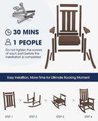 KINGYES Oversized Outdoor Rocking Chair, All-Weather Patio Rocking Chairs - Image 9