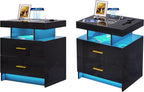 HNEBC Auto LED Nightstands Set of 2, Modern Bedside Table by HNEBC