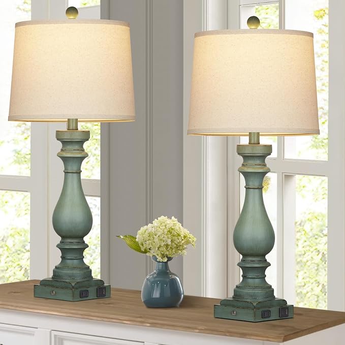 Cinkeda 29" Tall Table Lamp for Living Room Set of 2, Vintage Bedside - Image 7