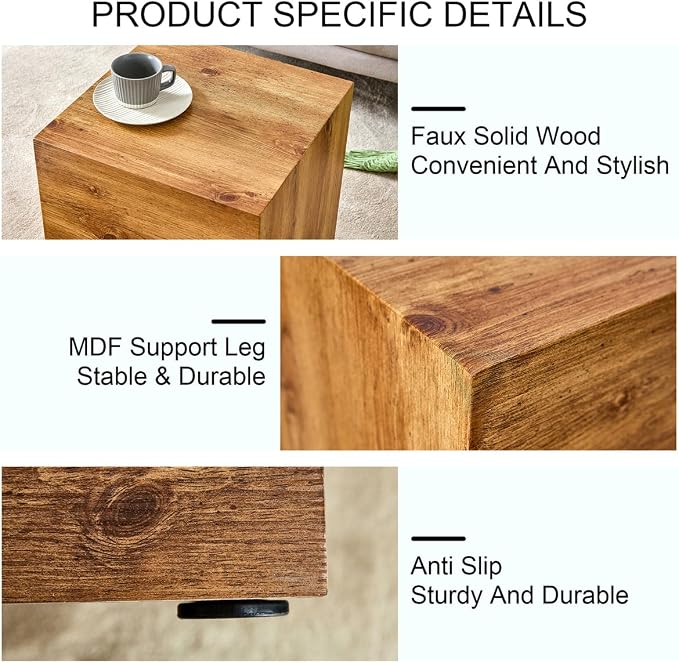 End Table, Side Table Living Room Table, Modern Sofa Couch Table, Faux Marble - Image 5