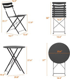 GarveeLife 3 Piece Patio Bistro Set, Folding Patio Bistro Table and Chairs Set - Image 8