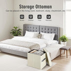 Ottoman with Storage, Slim Tall Foot Rest Stool with Thicker Foam Padded Seat. - Image 2