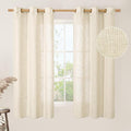 63 Inches Long Linen Curtains for Bedroom 2 Panels Set, Light Filtering Panels by LAMIT