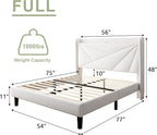 Feonase Full Bed Frame with Charging Station, Velvet Upholstered Platform - Image 2