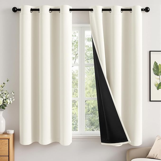 MIULEE Beige White 100% Blackout Curtains by MIULEE