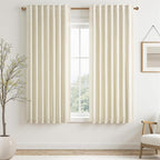 Topfinel Cream White Linen Blackout Curtains 63 Inches Long 2 Panels by Topfinel