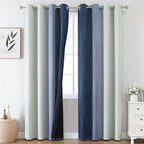 Sage Green and Navy Blue Ombre Blackout Curtains - Image 2