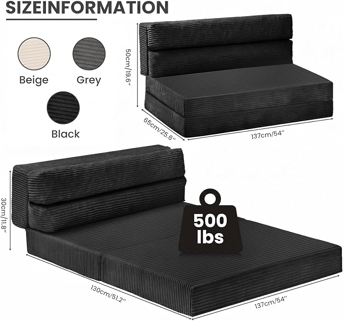 JUIKURY Folding Sofa Bed, Convertible Sleeper Chair - Image 2