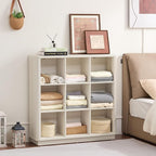 9 Cube Storage Book Shelf, Wood Floor Standing 3-Tier Cubby Bookshelf - Image 8