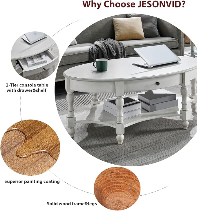 Solid Wood Oval Coffee Table - Image 4