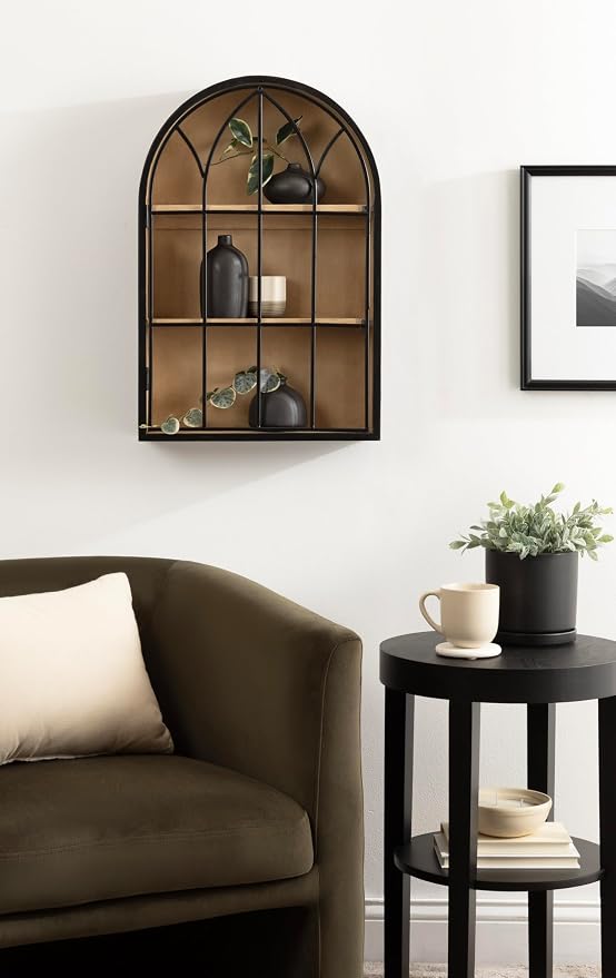 Kate and Laurel Megara Decorative Wooden Hanging Arched Wall Cabinet - Image 4