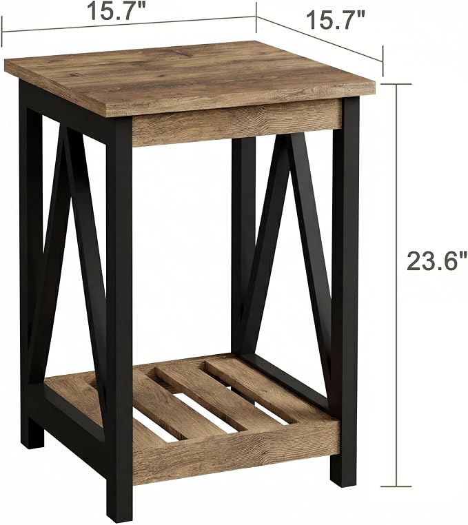 ChooChoo Farmhouse End Table, Rustic Vintage End Side Table - Image 3