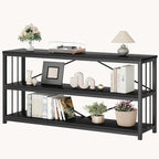 LVB Black Entryway Table, Modern Extra Long Sofa Console Table, Metal Wood - Image 9