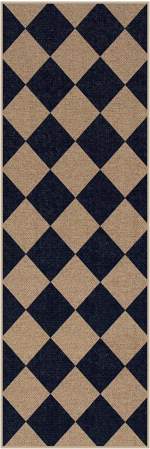 Lahome Checkered Easy Jute Outdoor Runner Rug, 2x6 Kitchen Rugs Washable | - Image 9