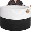 INDRESSME 115L Extra Large Cotton Rope Blanket Basket, Woven Storage by INDRESSME