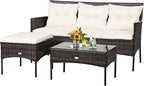 Tangkula 3 Pieces Patio Conversation Set, Outdoor PE Rattan Wicker Furniture by TANGKULA