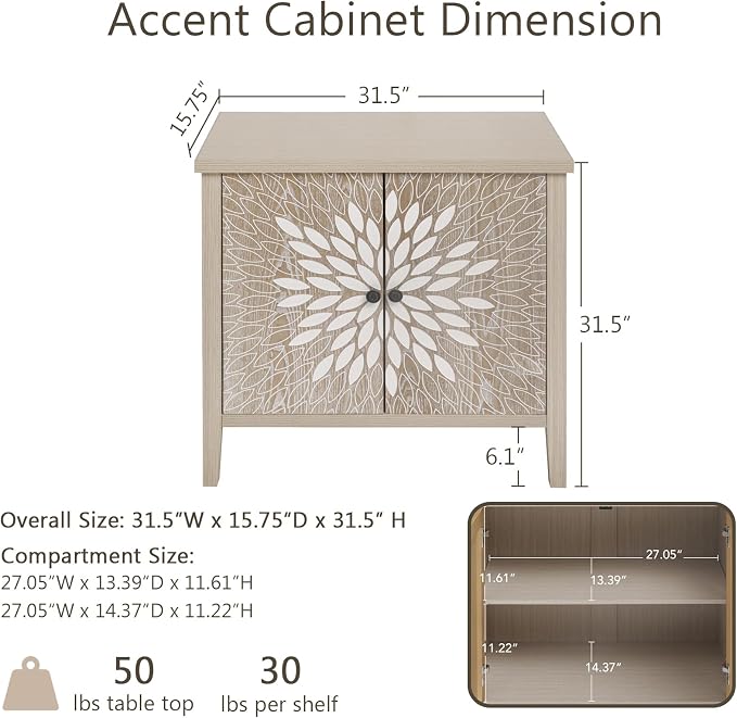 2-Door Carved Modern Storage Cabinet - Image 2