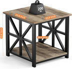 GreenForest End Table with 2-Tier Storage Shelf, 24 inch Large Side Table - Image 3