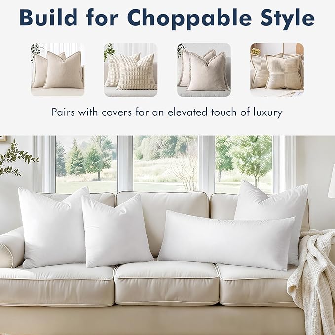 MIULEE 20x20 Pillow Inserts, Double-Layer Down-Proof Cotton Cover, Decorative - Image 4