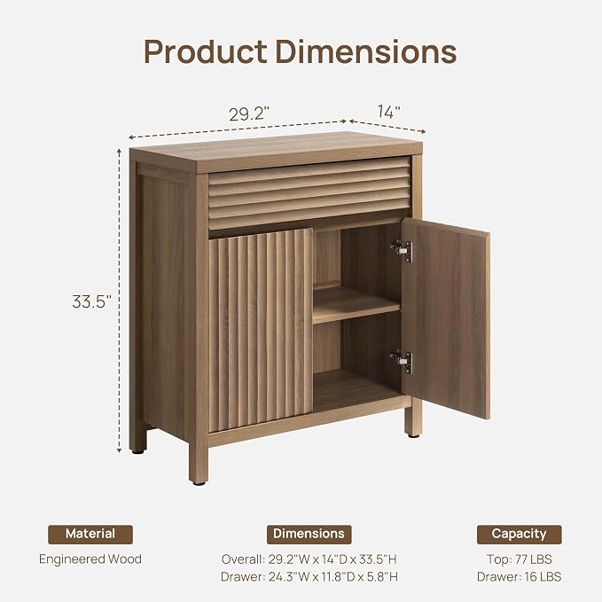 SICOTAS 29" Fluted Buffet Cabinet - Image 2