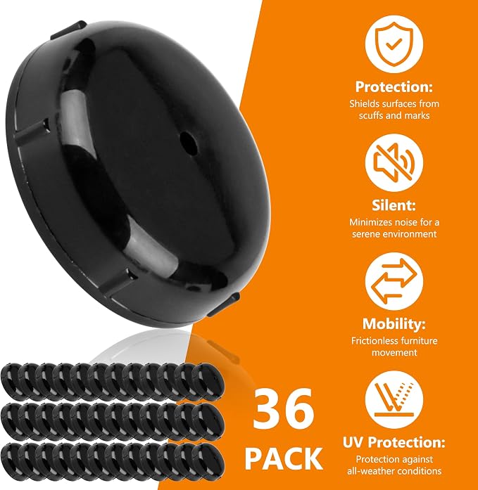36-Pack Wrought Iron Patio Furniture Feet Caps 1-1/2 inch Round Plastic Outdoor - Image 8