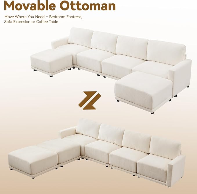 143.8" Modular Sectional Sofa Modern Chenille U Shaped Couch - Image 8