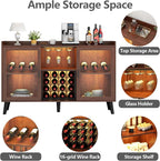 Auromie Wine Bar Cabinet with Led Light, Home Coffee Cabinet with Wine and - Image 4
