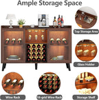 Loomie Wine Bar Cabinet with LED Light, Home Coffee Cabinet with Wine Rack and - Image 4