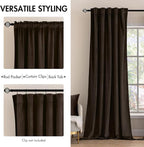 MIULEE Velvet Curtains 52x84 inches Chocolate Brown Blackout Curtains | Luxury - Image 2