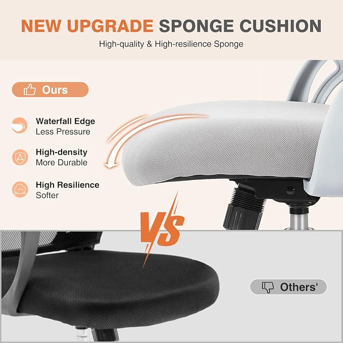 Sweetcrispy Office Computer Desk Chair, Ergonomic Mid-Back Mesh Rolling Work - Image 4