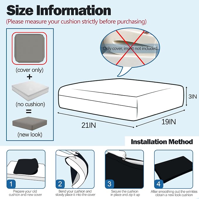 Sqodok Patio Cushion Cover 21x19 inch, Outdoor Seat Cushion Slip Cover - Image 2