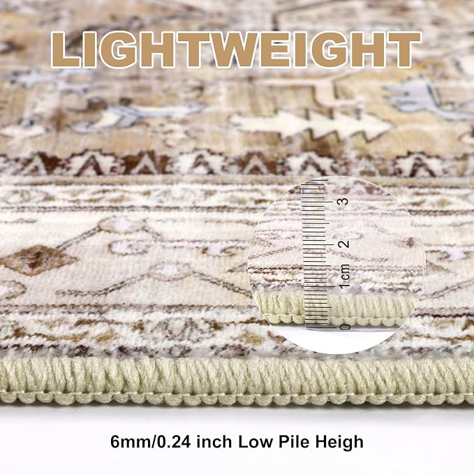 Yamaziot Area Rug 9x12, Non-Slip Washable Boho Vintage Living Room Bedroom Rug - Image 6