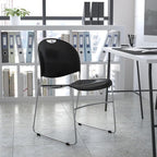Flash Furniture HERCULES Series 880 lb. Capacity Black Ultra-Compact Stack Chair - Image 2