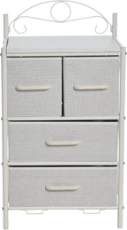 Household Essentials Scandinavian White Iron & Wood Four-Drawer Chest - Image 4