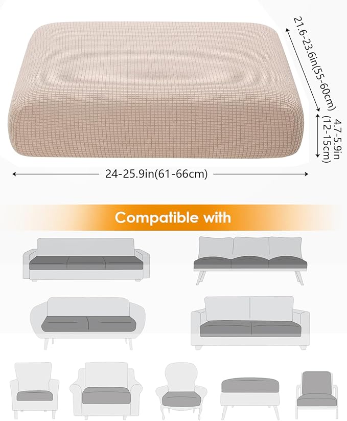 Fuloon Couch Cushion Slipcover, Super Stretch Individual Sofa Covers | 2 Pack - Image 3