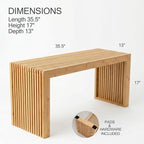 Bamboo Natural 36 inch Wooden Bench, Small Wood Benches - Image 3