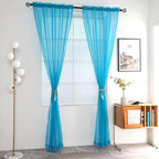 SpaceDresser Basic Rod Pocket Sheer Voile Window Curtain Panels Cyan Blue 1 - Image 2