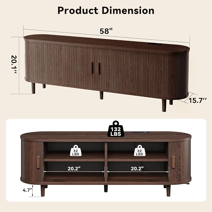 58" Mid Century Modern TV Stand - Image 3
