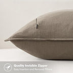 MIULEE Decorative Linen Euro Sham Pillow Covers 24x24 Inch Tan Taupe | Boho - Image 3