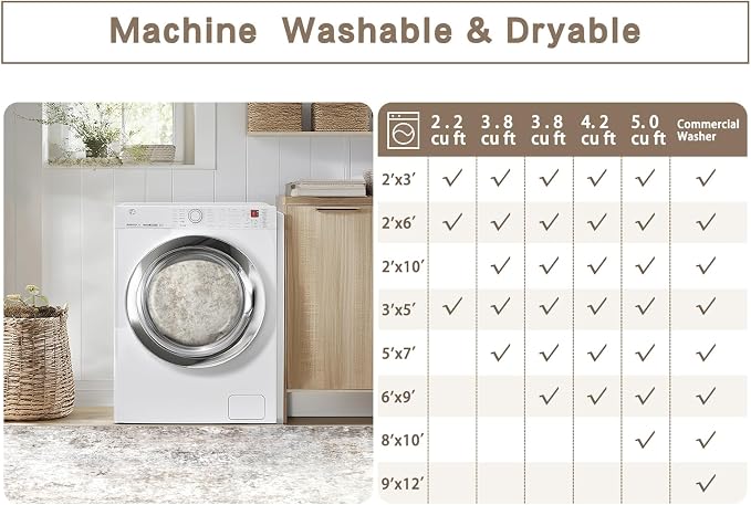 Beige Grey 10x14 Washable Area Rugs - Image 7