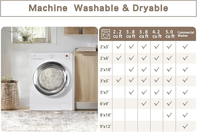 Beige Grey Washable Rugs 8x10 Area Rugs - Image 9