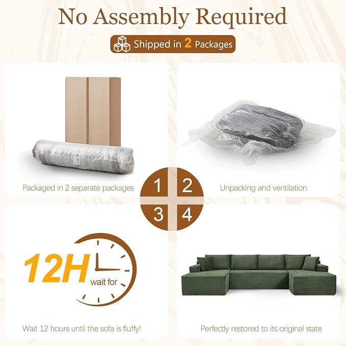 134 Inch Modular Sectional Sleeper Sofa, Boneless Cloud Couch - Image 6