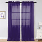 Purple Sheer Curtains 96 Inch Length, Elegant Sheer Curtains by OWENIE