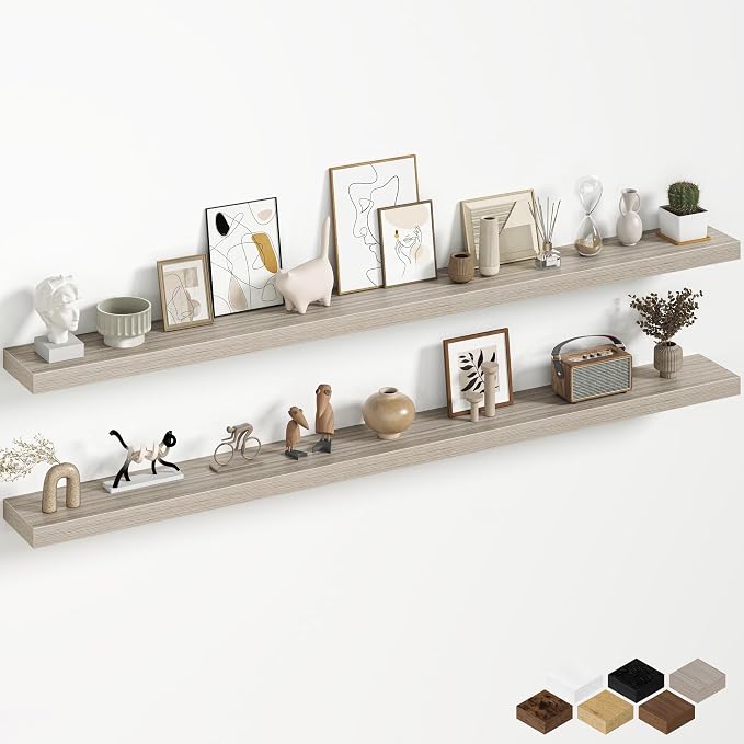 Fun Memories 67 Inch Fireplace Mantel Shelf, Deep Floating Shelves by FunMemories