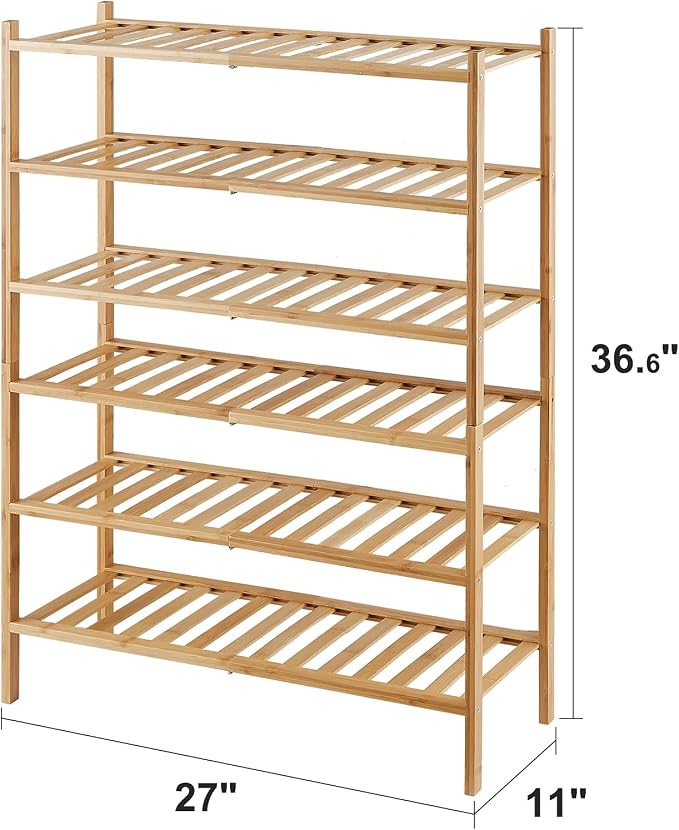 viewcare 6-Tier Bamboo Shoe Rack - Image 3