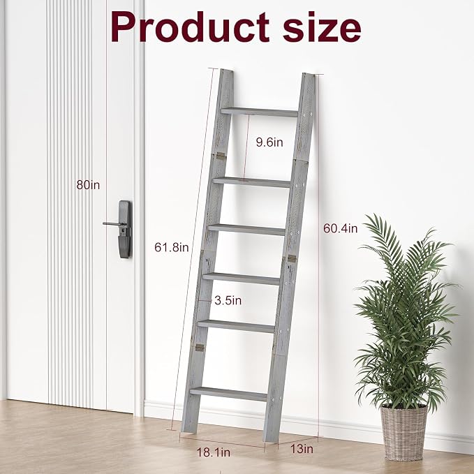 Honest Blanket Ladders for The Living Room, 6-Tier Blanket Holder, Wall-Leaning - Image 3