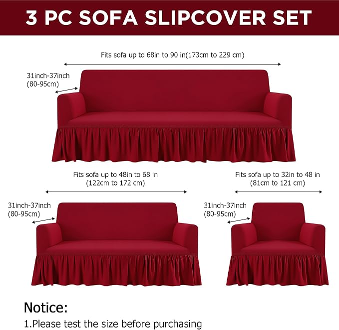 Fanfanwin 3 Pcs Sofa Slipcover Set - Image 2